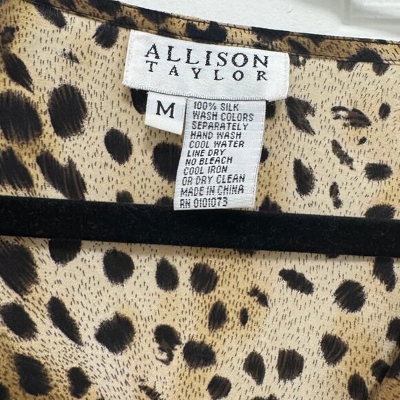 Vintage Allison Taylor 100% Silk Cheetah Blouse - Picture 4 of 4